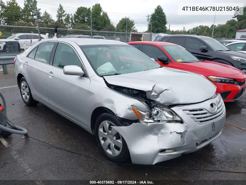 4T1BE46K78U215045 2008 Toyota Camry Le