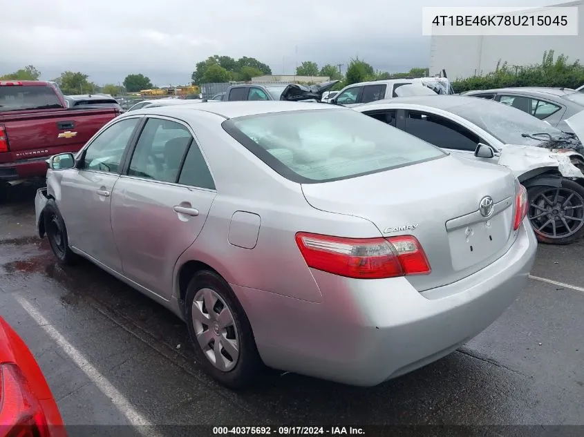 2008 Toyota Camry Le VIN: 4T1BE46K78U215045 Lot: 40375692