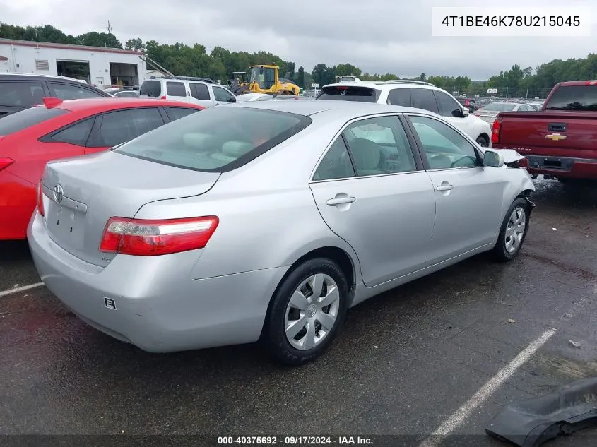 2008 Toyota Camry Le VIN: 4T1BE46K78U215045 Lot: 40375692