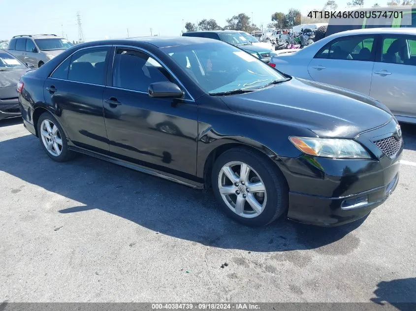 2008 Toyota Camry Le/Xle/Se VIN: 4T1BK46K08U574701 Lot: 40384739