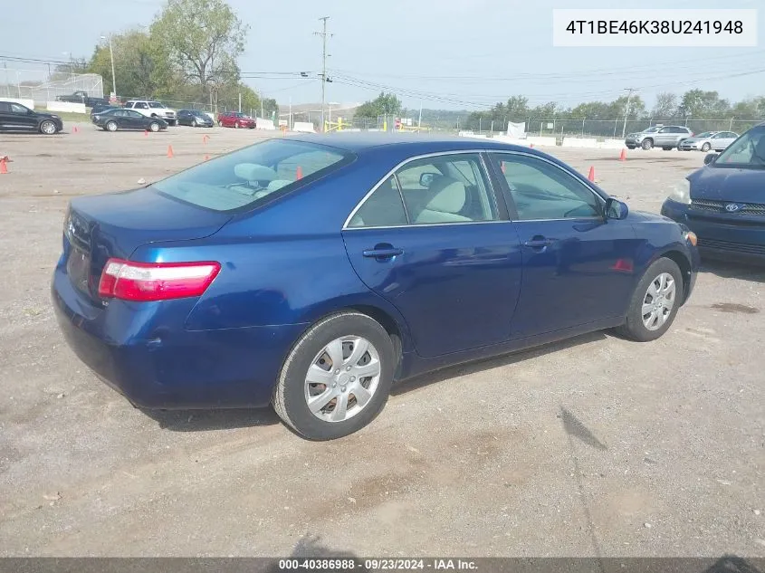 2008 Toyota Camry Ce/Le/Xle/Se VIN: 4T1BE46K38U241948 Lot: 40386988