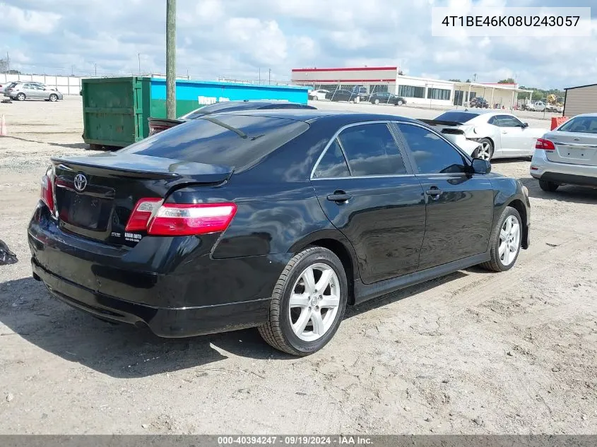 2008 Toyota Camry Se VIN: 4T1BE46K08U243057 Lot: 40394247