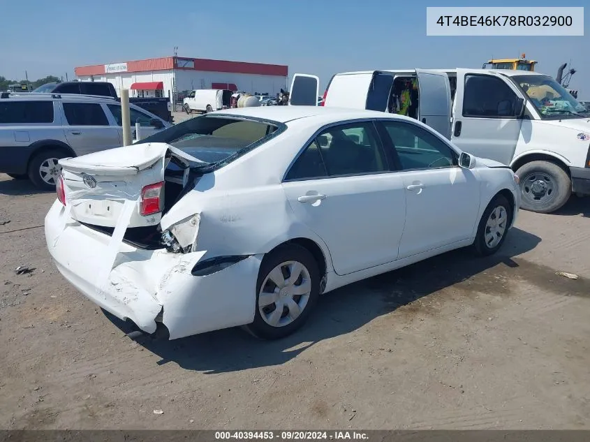 2008 Toyota Camry Le VIN: 4T4BE46K78R032900 Lot: 40394453