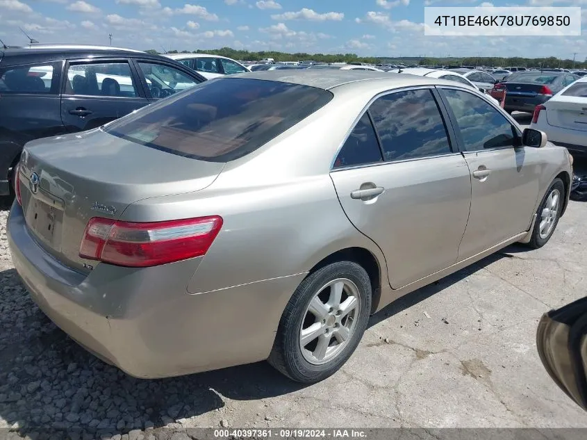 4T1BE46K78U769850 2008 Toyota Camry Le