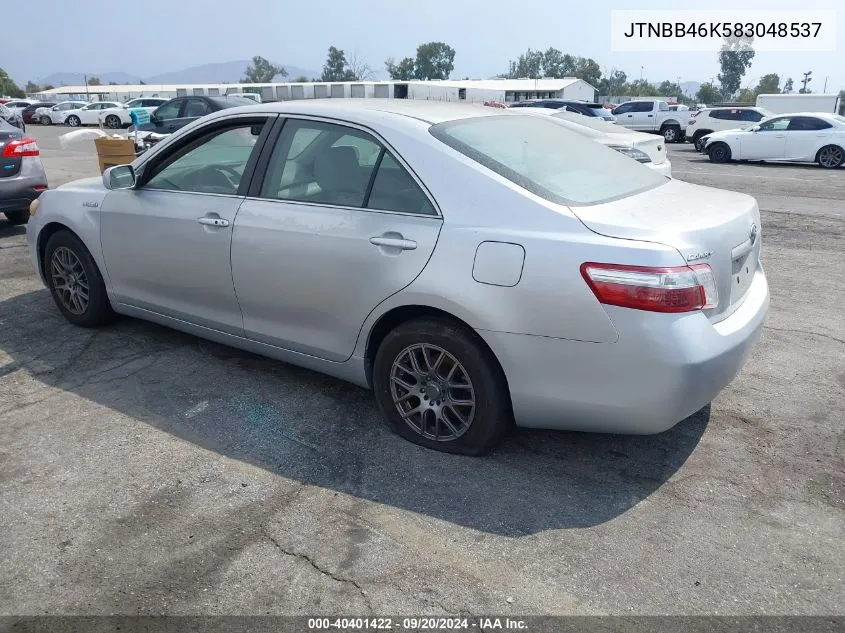 2008 Toyota Camry Hybrid VIN: JTNBB46K583048537 Lot: 40401422