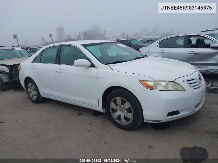 2008 Toyota Camry Le/Se/Xle VIN: JTNBE46K983145375 Lot: 40403902