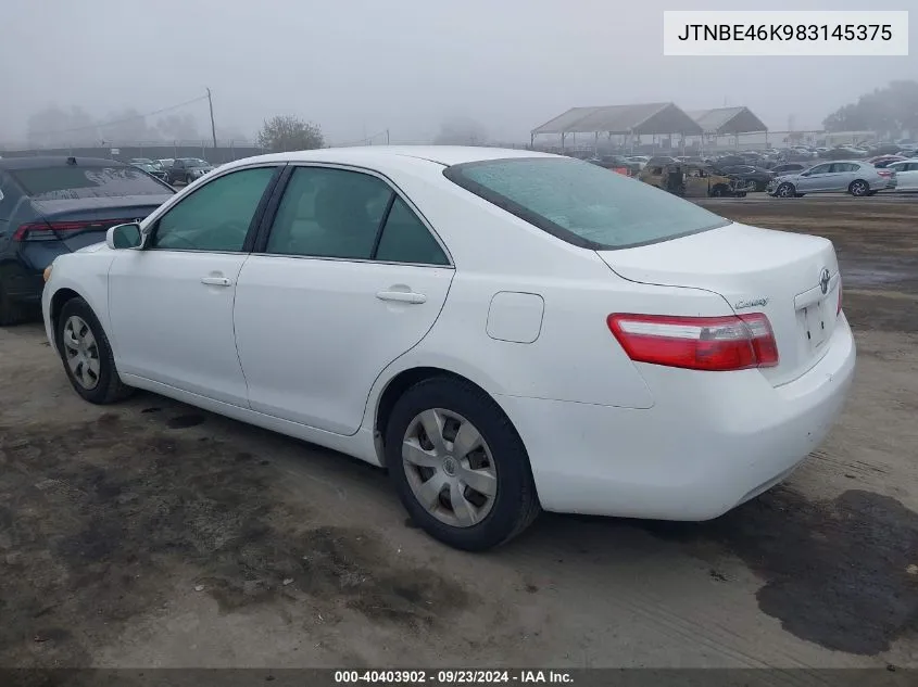 2008 Toyota Camry Le/Se/Xle VIN: JTNBE46K983145375 Lot: 40403902