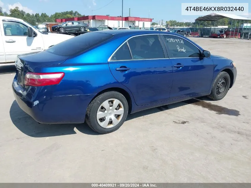 4T4BE46KX8R032440 2008 Toyota Camry Le