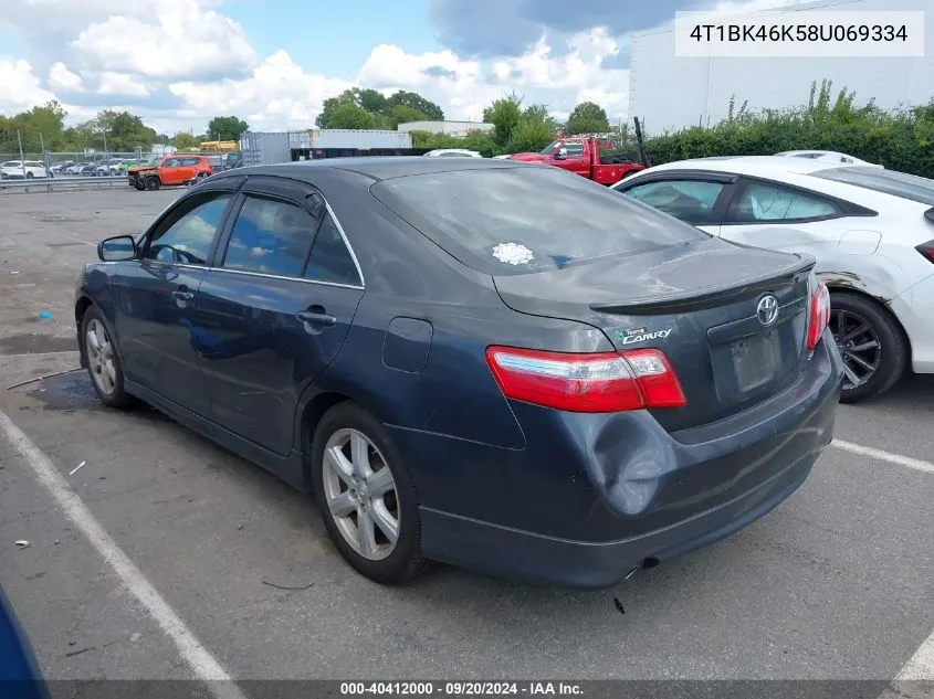 2008 Toyota Camry Se V6 VIN: 4T1BK46K58U069334 Lot: 40412000