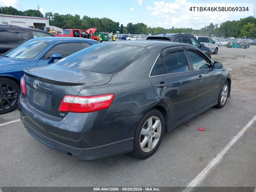 4T1BK46K58U069334 2008 Toyota Camry Se V6