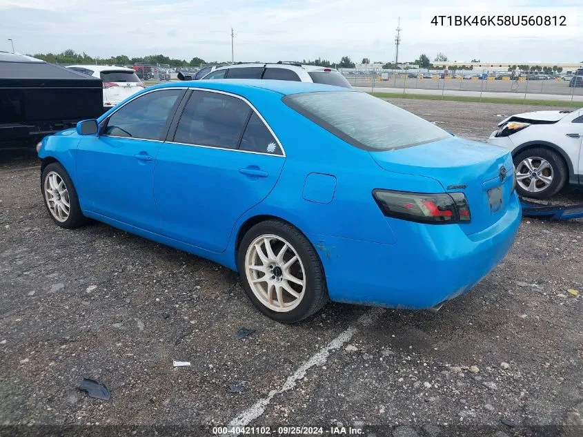 2008 Toyota Camry Le V6 VIN: 4T1BK46K58U560812 Lot: 40421102