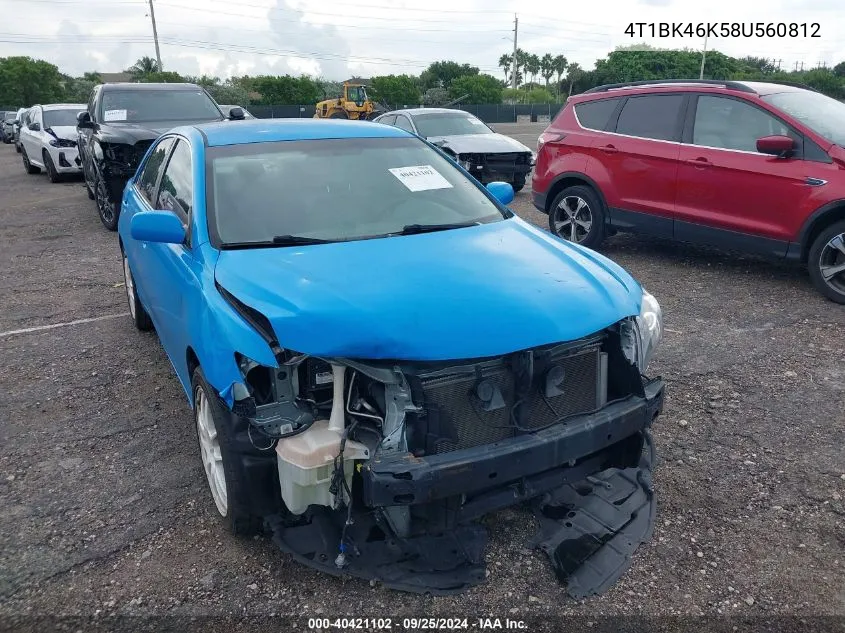 4T1BK46K58U560812 2008 Toyota Camry Le V6