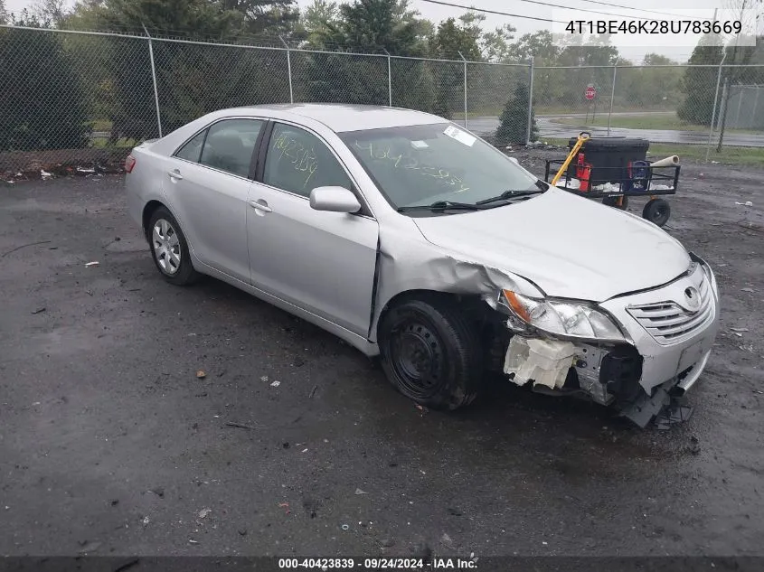 2008 Toyota Camry Ce/Le/Xle/Se VIN: 4T1BE46K28U783669 Lot: 40423839