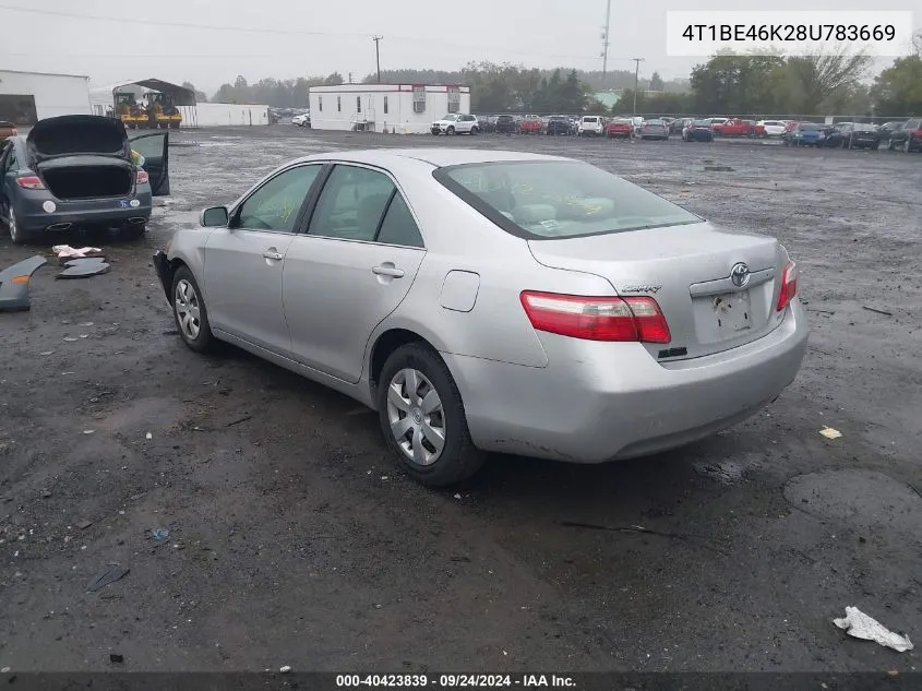 2008 Toyota Camry Ce/Le/Xle/Se VIN: 4T1BE46K28U783669 Lot: 40423839