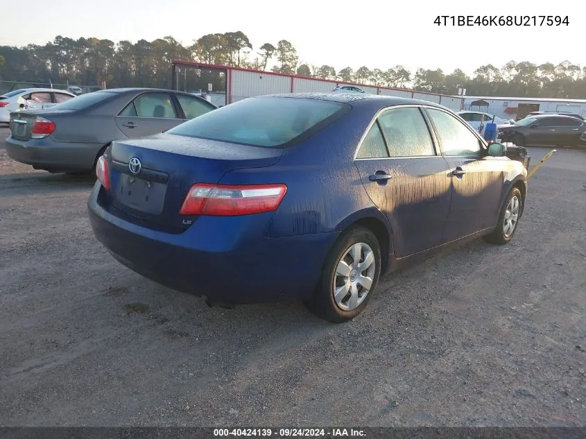 4T1BE46K68U217594 2008 Toyota Camry Le