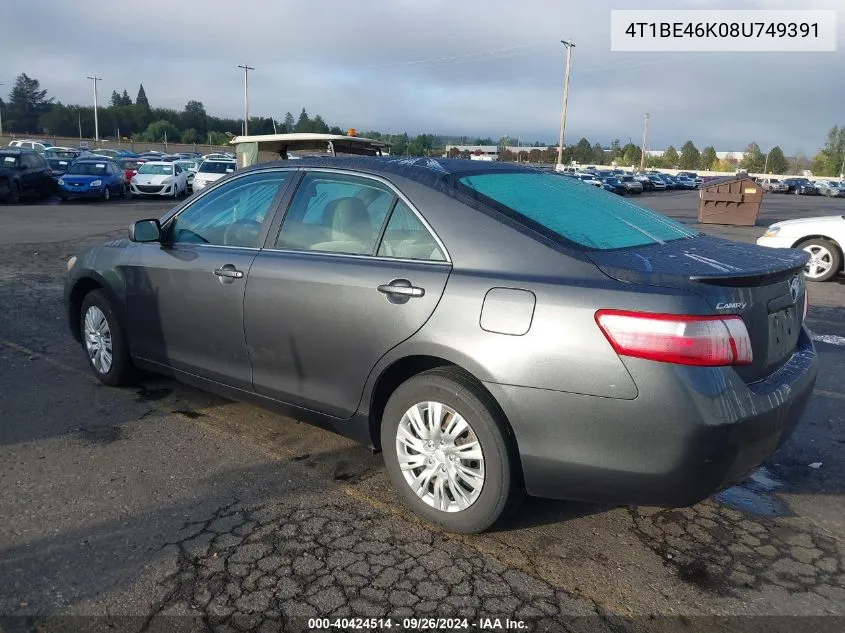 2008 Toyota Camry Le VIN: 4T1BE46K08U749391 Lot: 40424514