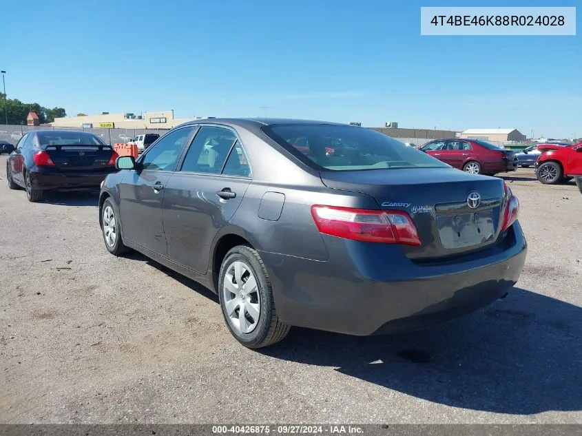 4T4BE46K88R024028 2008 Toyota Camry Le