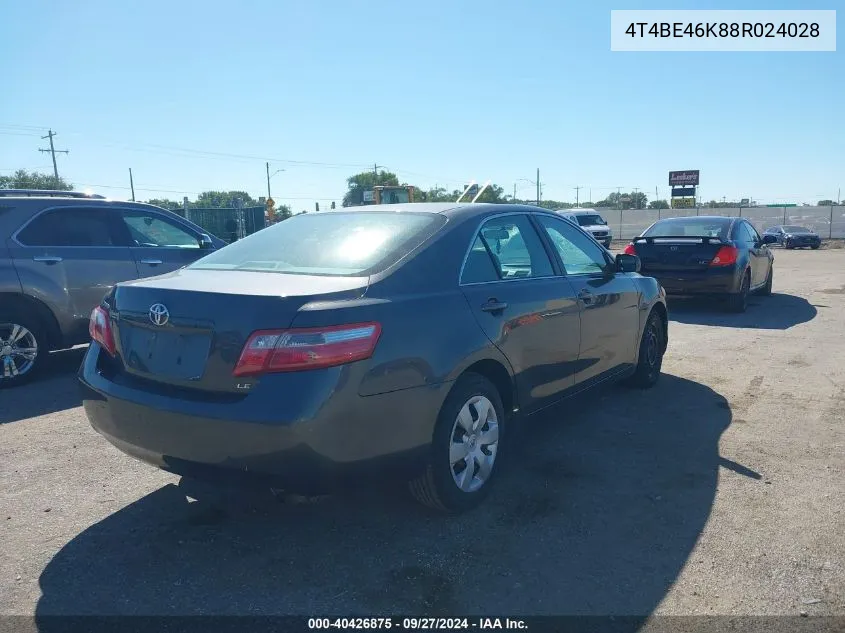 2008 Toyota Camry Le VIN: 4T4BE46K88R024028 Lot: 40426875