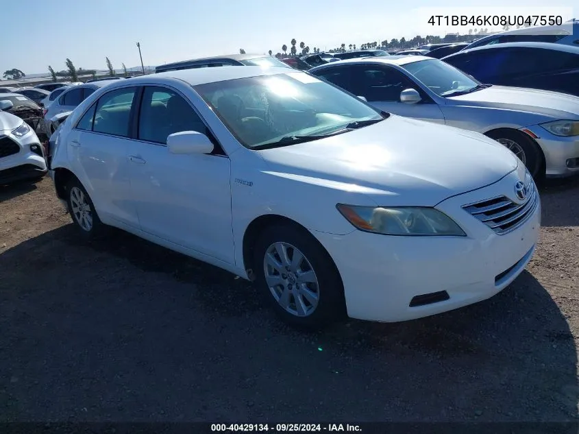 2008 Toyota Camry Hybrid VIN: 4T1BB46K08U047550 Lot: 40429134