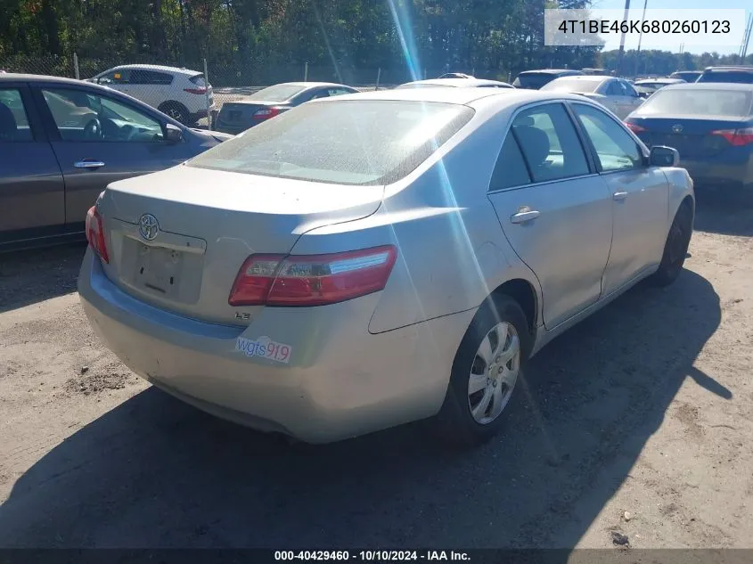 4T1BE46K680260123 2008 Toyota Camry Le