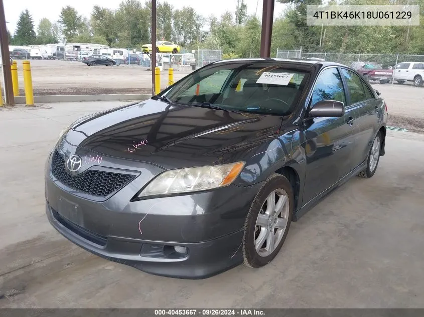 4T1BK46K18U061229 2008 Toyota Camry Se V6