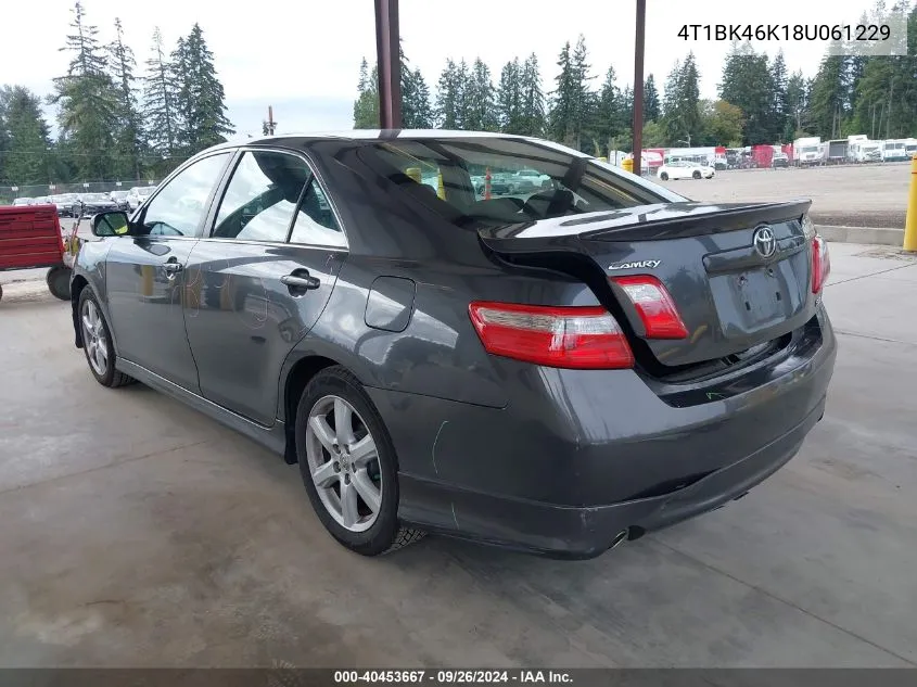 4T1BK46K18U061229 2008 Toyota Camry Se V6