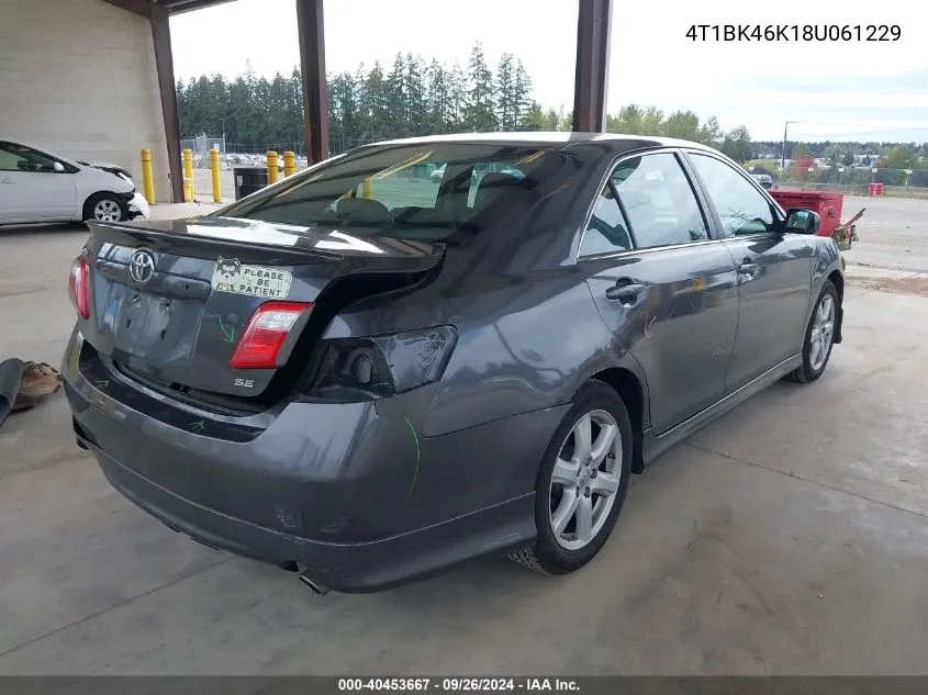 4T1BK46K18U061229 2008 Toyota Camry Se V6