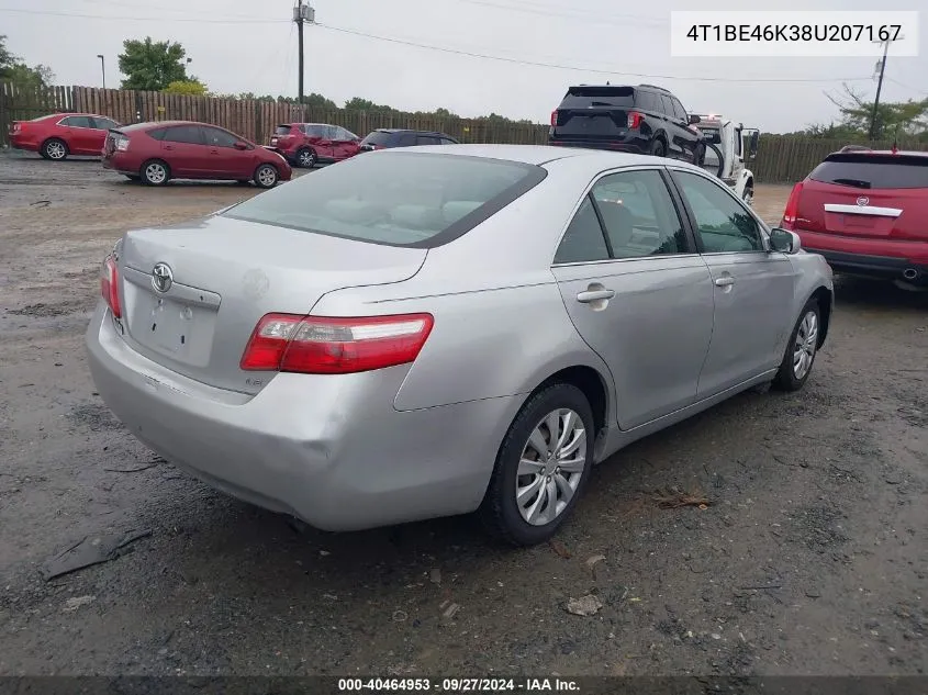 2008 Toyota Camry Le VIN: 4T1BE46K38U207167 Lot: 40464953