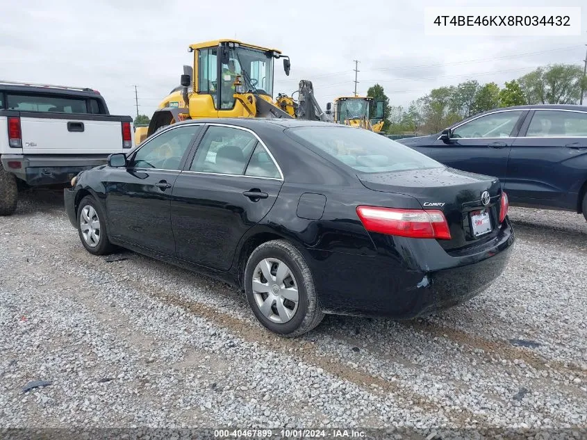 2008 Toyota Camry Ce/Le/Xle/Se VIN: 4T4BE46KX8R034432 Lot: 40467899