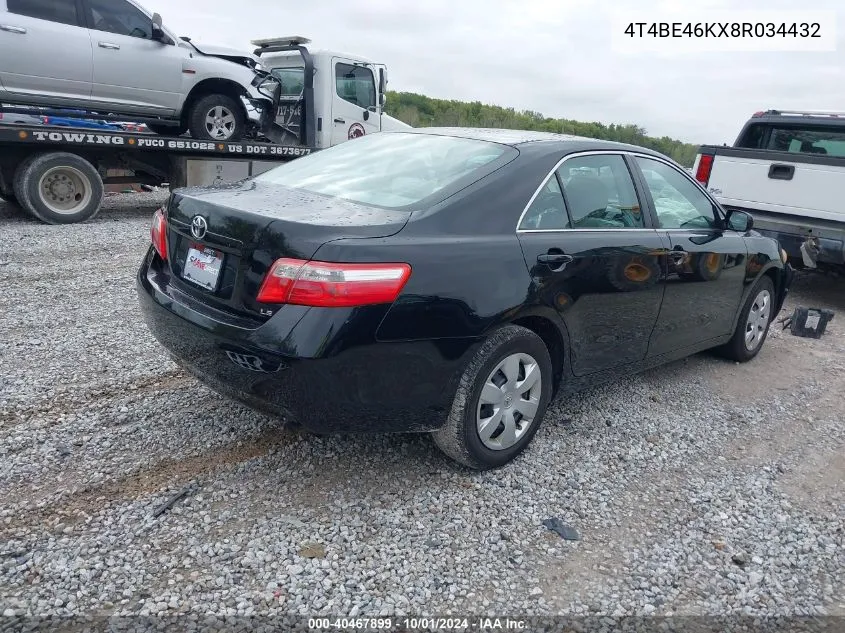 2008 Toyota Camry Ce/Le/Xle/Se VIN: 4T4BE46KX8R034432 Lot: 40467899