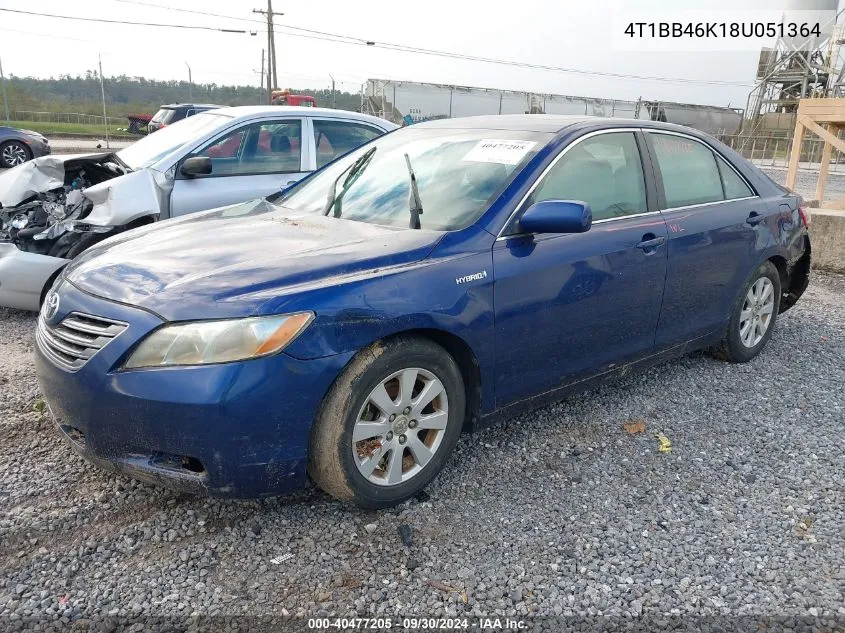 2008 Toyota Camry Hybrid VIN: 4T1BB46K18U051364 Lot: 40477205