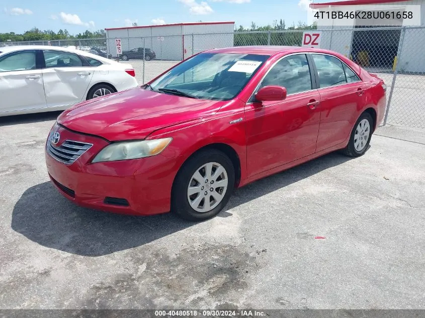 2008 Toyota Camry Hybrid VIN: 4T1BB46K28U061658 Lot: 40480518