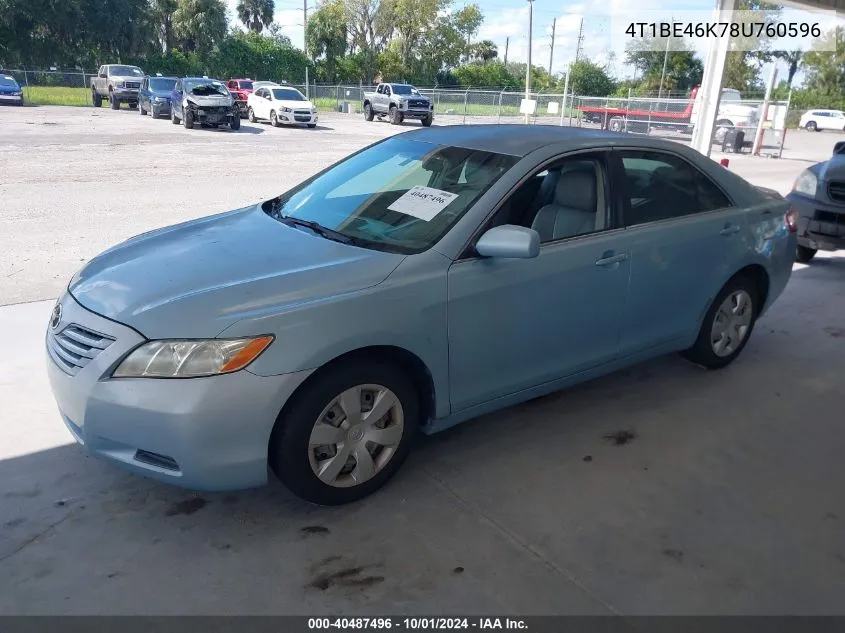 2008 Toyota Camry Le VIN: 4T1BE46K78U760596 Lot: 40487496