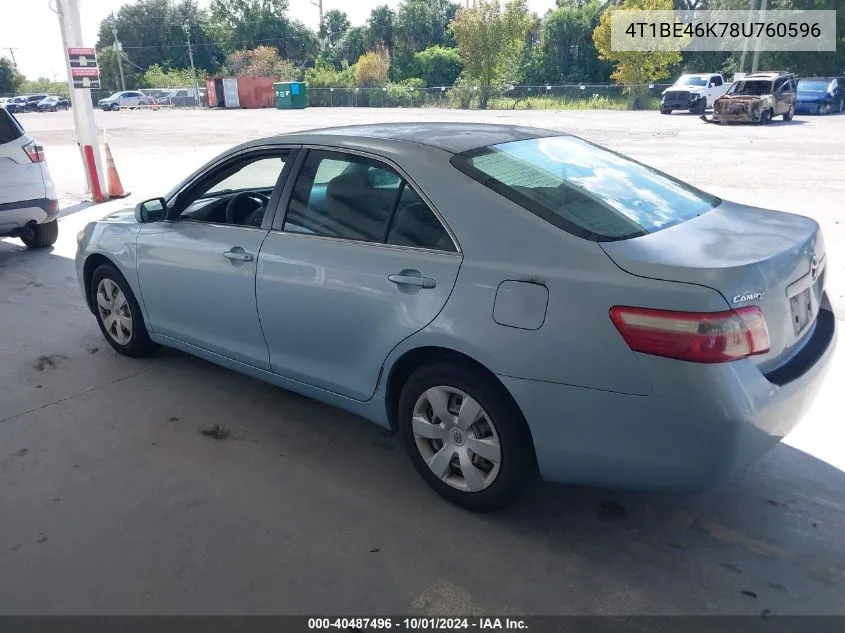 2008 Toyota Camry Le VIN: 4T1BE46K78U760596 Lot: 40487496