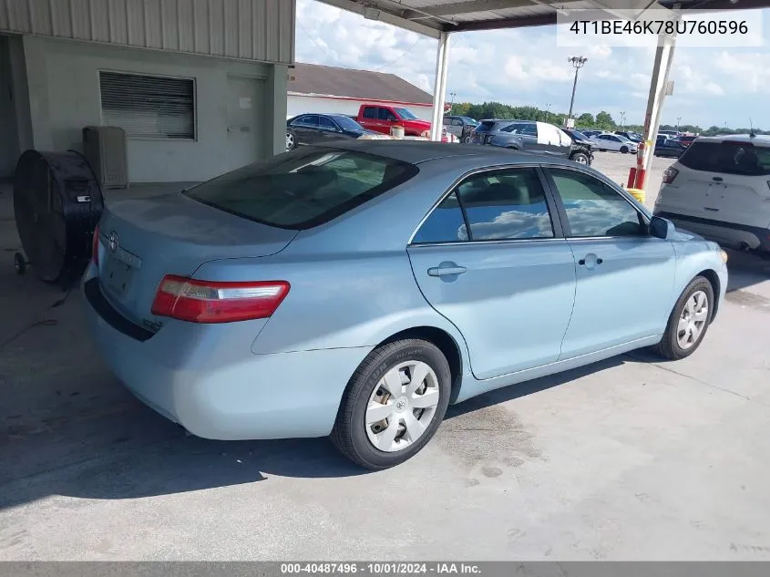 4T1BE46K78U760596 2008 Toyota Camry Le