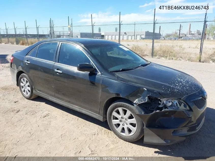 4T1BE46KX8U246743 2008 Toyota Camry Se