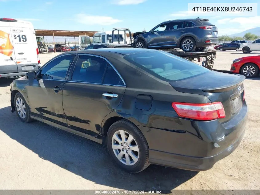 4T1BE46KX8U246743 2008 Toyota Camry Se