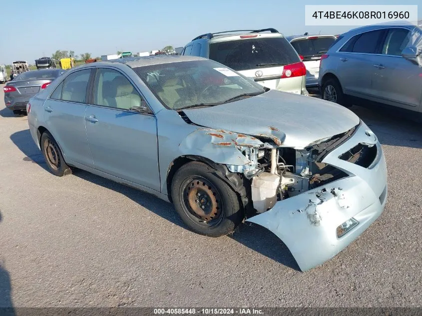 2008 Toyota Camry Le VIN: 4T4BE46K08R016960 Lot: 40585448