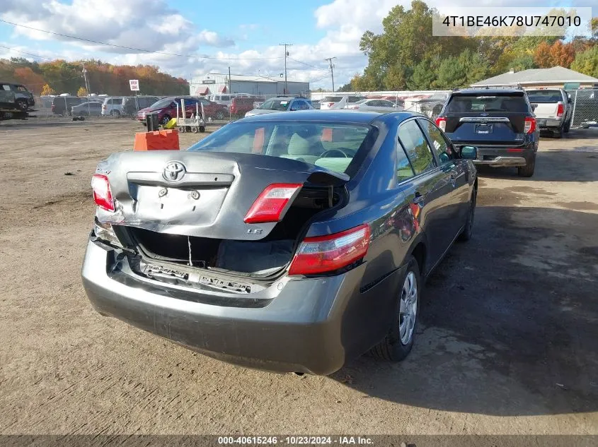 2008 Toyota Camry Le VIN: 4T1BE46K78U747010 Lot: 40615246