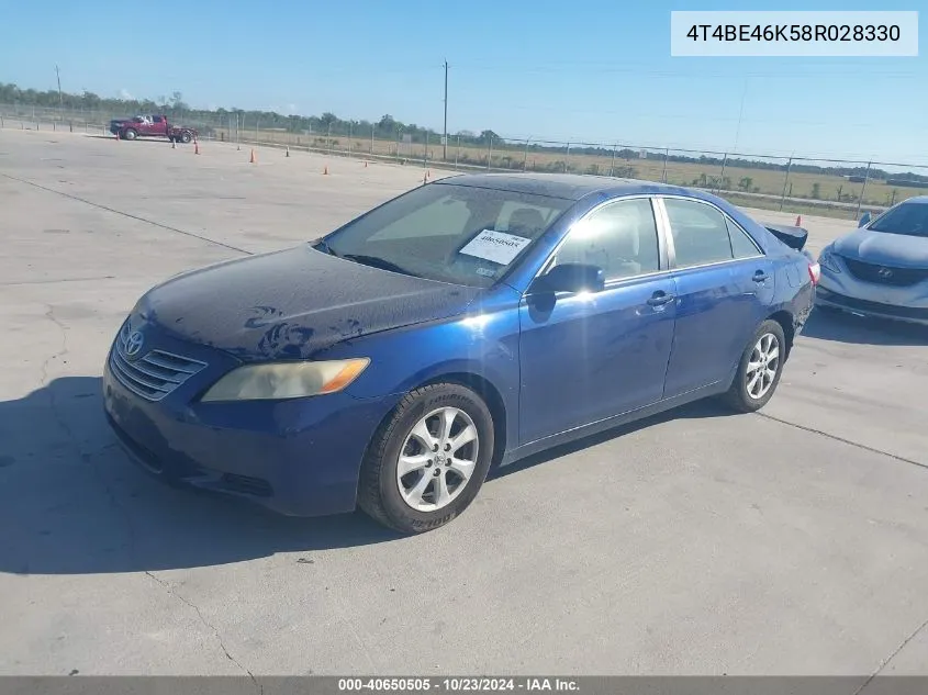 2008 Toyota Camry Le VIN: 4T4BE46K58R028330 Lot: 40650505