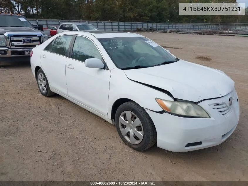 2008 Toyota Camry Le VIN: 4T1BE46KX8U751231 Lot: 40662609