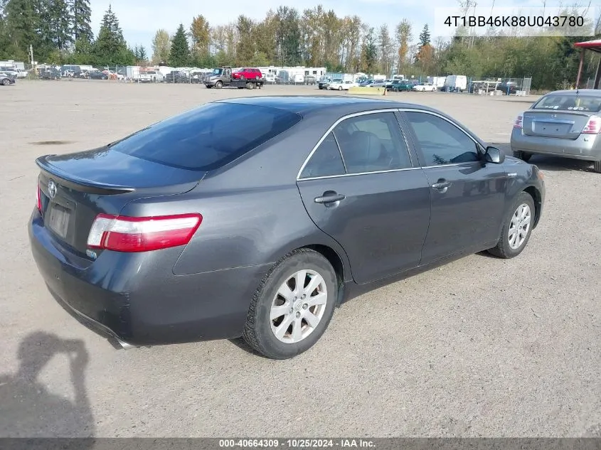 2008 Toyota Camry Hybrid VIN: 4T1BB46K88U043780 Lot: 40664309