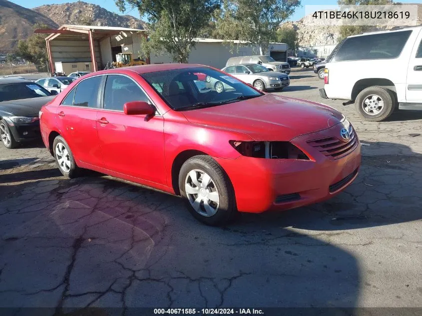 2008 Toyota Camry Le VIN: 4T1BE46K18U218619 Lot: 40671585