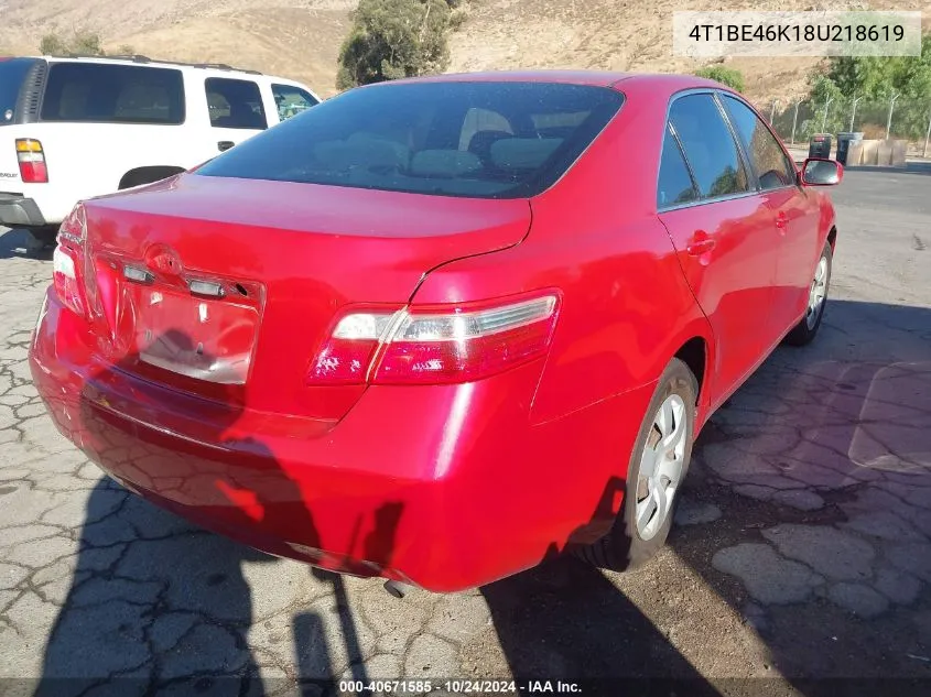 2008 Toyota Camry Le VIN: 4T1BE46K18U218619 Lot: 40671585