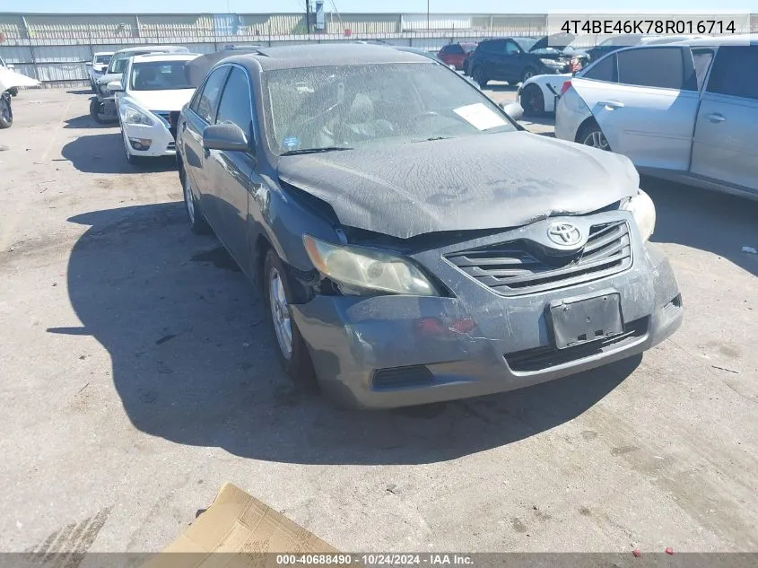 2008 Toyota Camry Ce/Le/Xle/Se VIN: 4T4BE46K78R016714 Lot: 40688490