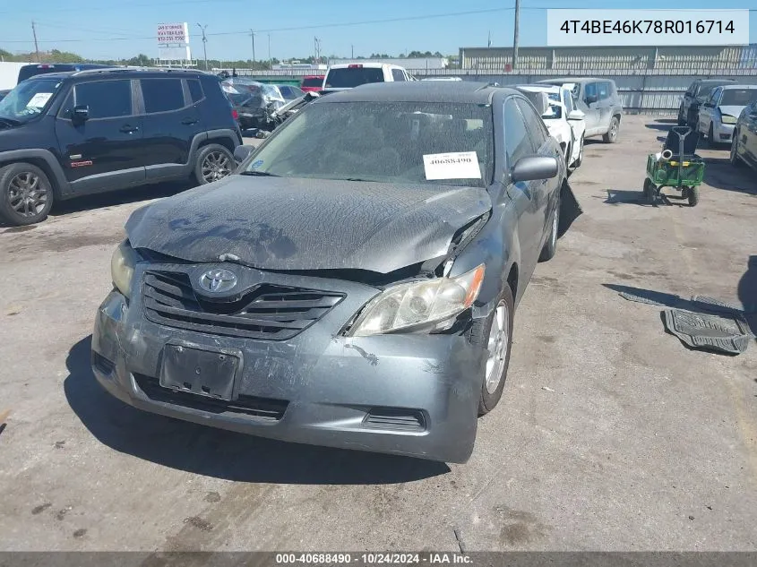 2008 Toyota Camry Ce/Le/Xle/Se VIN: 4T4BE46K78R016714 Lot: 40688490