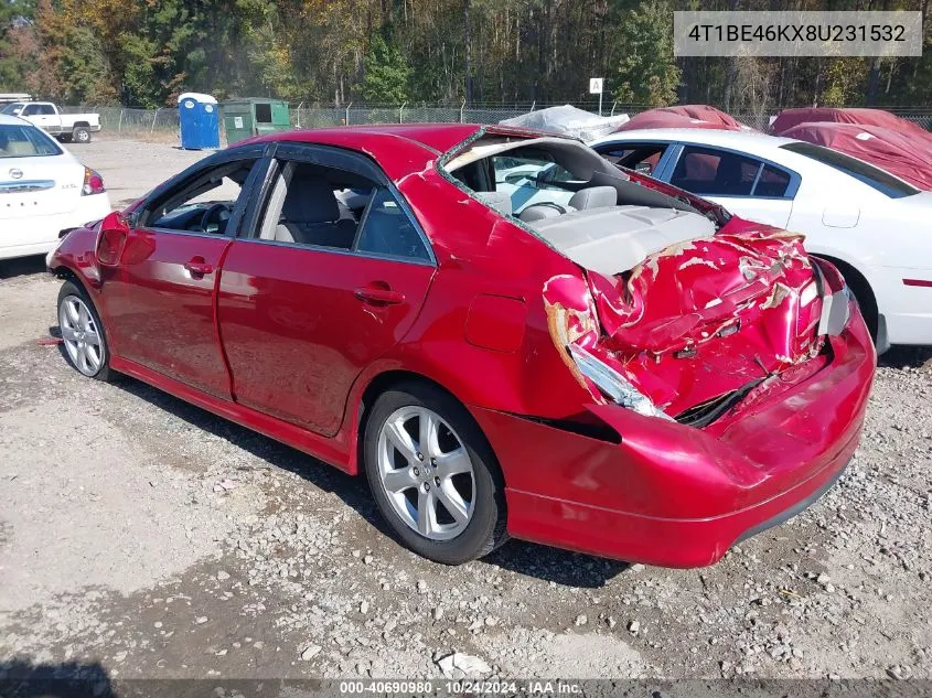 2008 Toyota Camry Se VIN: 4T1BE46KX8U231532 Lot: 40690980