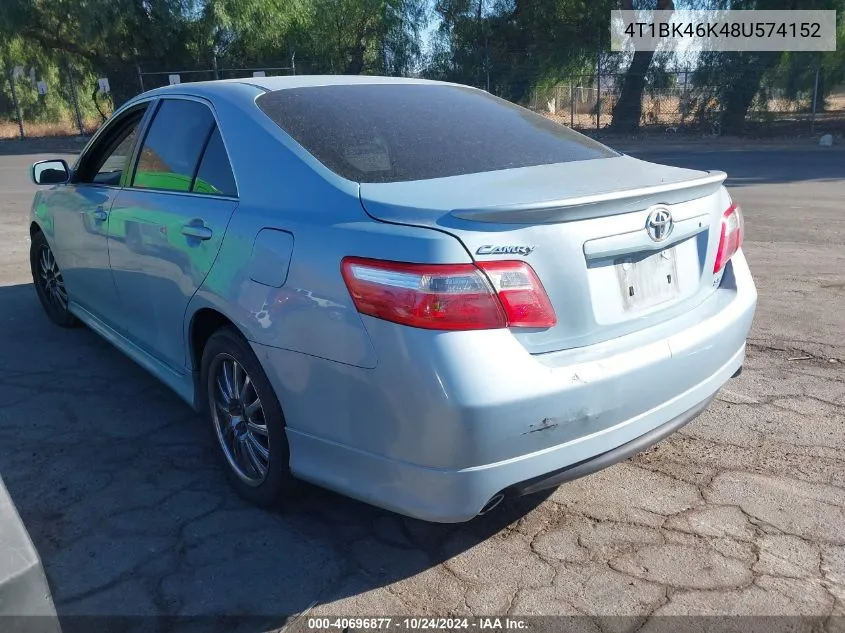 2008 Toyota Camry Se V6 VIN: 4T1BK46K48U574152 Lot: 40696877