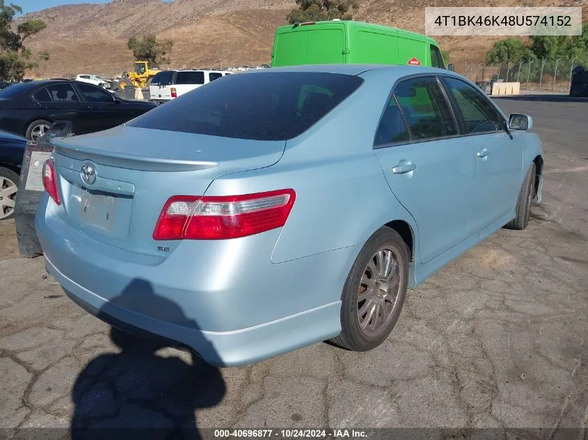 2008 Toyota Camry Se V6 VIN: 4T1BK46K48U574152 Lot: 40696877