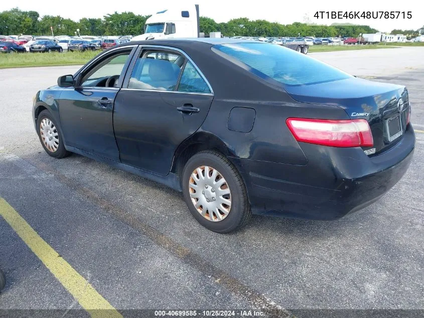 2008 Toyota Camry Le VIN: 4T1BE46K48U785715 Lot: 40699585